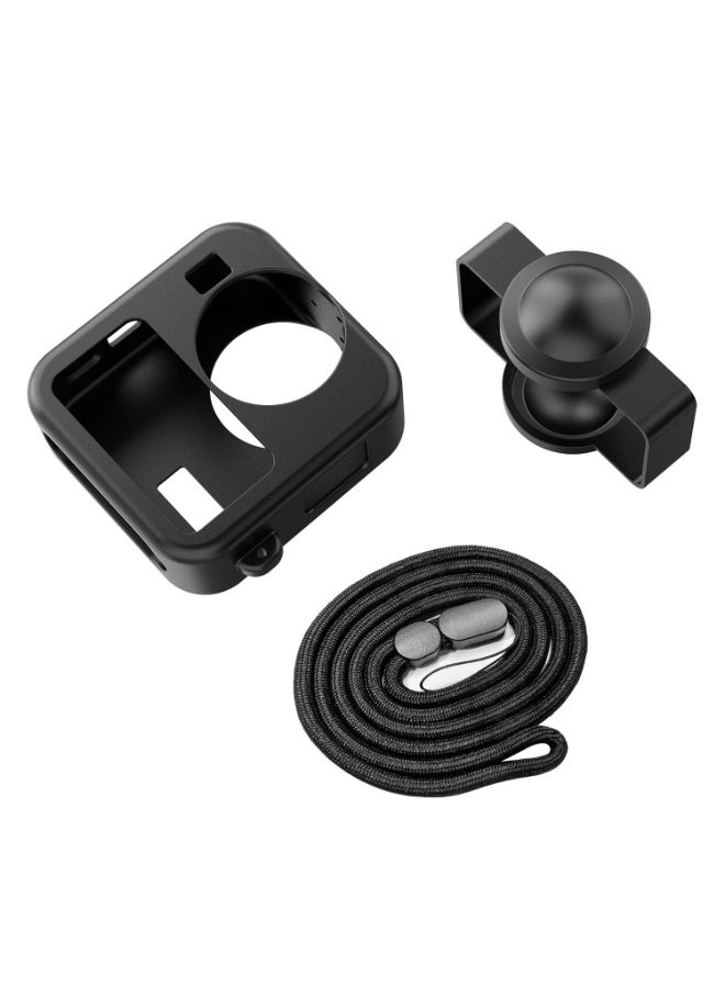 قضية السيليكون لـ GoPro ماكس 2 عدسة كاب كومبو كيت حالة حماية السقوط قضية السيليكون المقاومة للغبار مع غطاء العدسة والحبال لـ GoPro ماكس 2 كاميرا اكسسوارات الجسم - Image 4