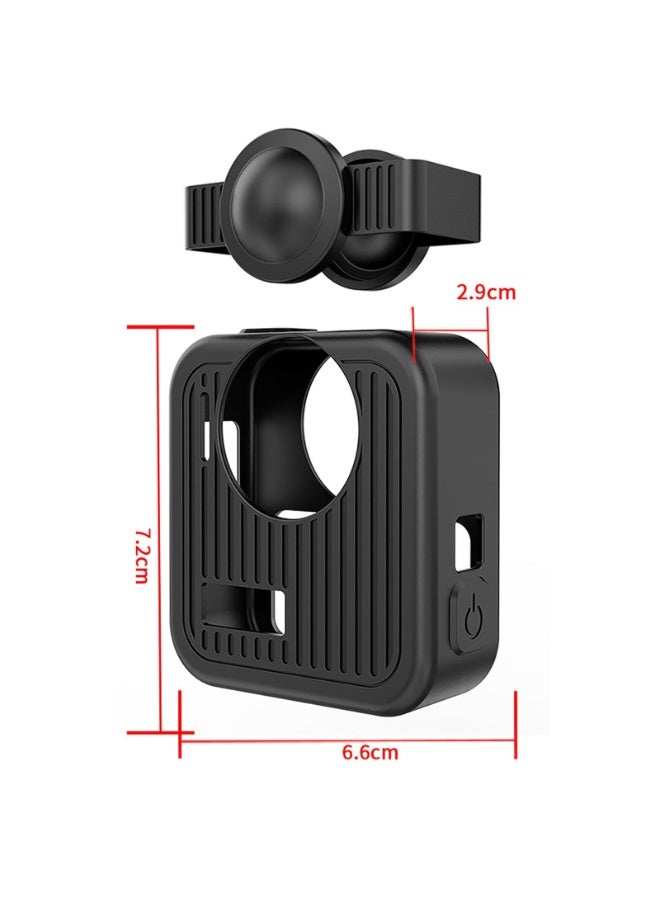 قضية السيليكون لـ GoPro ماكس 2 عدسة كاب كومبو كيت حالة حماية السقوط قضية السيليكون المقاومة للغبار مع غطاء العدسة والحبال لـ GoPro ماكس 2 كاميرا اكسسوارات الجسم - Image 5