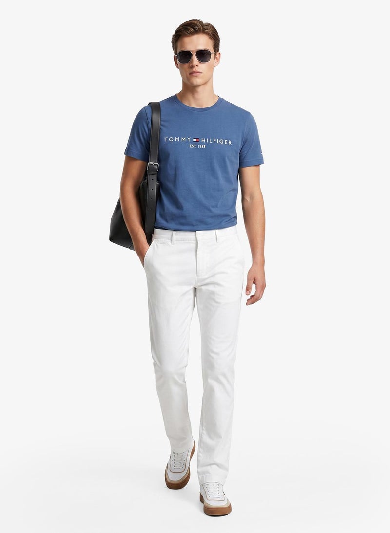 TOMMY HILFIGER Logo Embroidery Slim Jersey T-Shirt - Image 1
