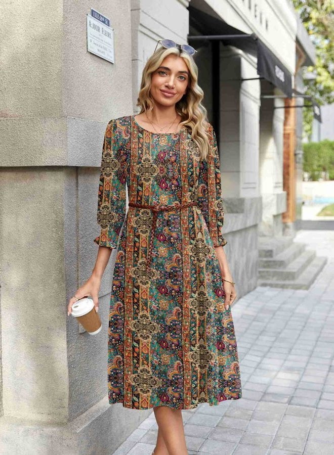 zeagoo Summer Dresses for Women 2026 3/4 Sleeve Dress for Women Floral Midi Dresses for Casual Womens Dresses with Pockets, Floral-mz721, XL - Image 5