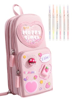 NajmStyle Mini Backpack Pencil Case Art Marker Storage Canvas Makeup Pocket Small Gadget Bag Organizer Random Free of 6 Pack Highlighters  - Image 1