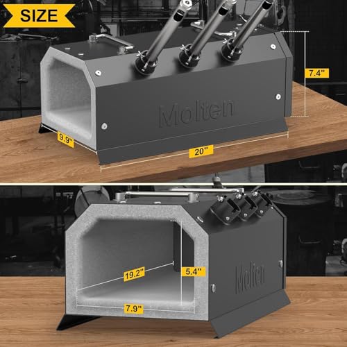 Molten Masters MMasters 3 Burner Propane Forge 2600°F Gas Forge for Blacksmithing, Knife Making, and Bladesmithing – Triple Burner Kit with Efficient Heating for Large Projects - Image 4