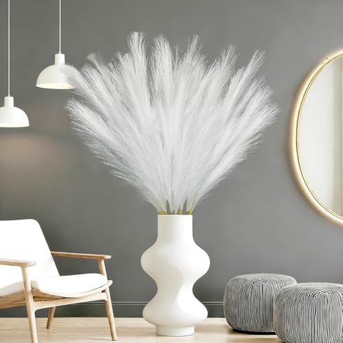 TORONTOKYO 8Pcs White Faux Pampas Grass Tall Decor, 35.4” Fluffy Artificial Pompous Grass Branches, Large Pampas Grass Reed Stems for Floor Vase Filler, Wedding, Baby Shower, Home Boho Decor - Image 4