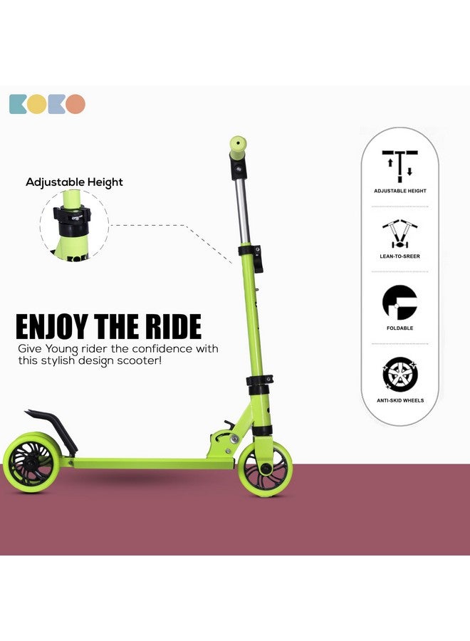 كوكو سكوتر كوكو راودي كيك سكيت مع ارتفاع قابل للتعديل وقابل للحمل، سكوتر للأطفال بعجلات LED من مادة PVC للأعمار من 3 سنوات فما فوق (الحد الأقصى لوزن المستخدم: 50 كجم) (أخضر) - Image 4
