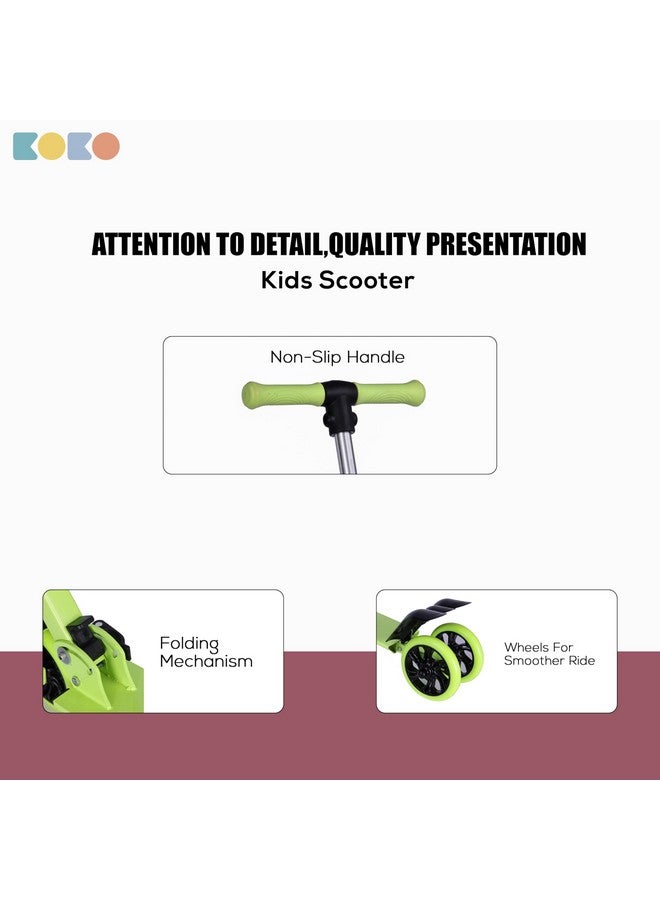 كوكو سكوتر كوكو راودي كيك سكيت مع ارتفاع قابل للتعديل وقابل للحمل، سكوتر للأطفال بعجلات LED من مادة PVC للأعمار من 3 سنوات فما فوق (الحد الأقصى لوزن المستخدم: 50 كجم) (أخضر) - Image 5