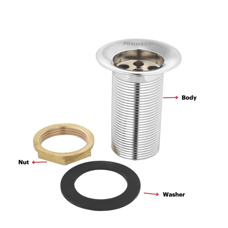 Johnson Bathrooms Johnson Brass 25 inch 84mm Waste Coupling Full Thread Waste Coupling for Wash Basins White Chrome Drain Outlet - Image 5
