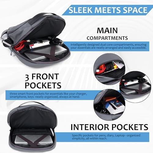 HOT SHOT BAGS PHANTOM_1422 28L|LAPTOP BAG|SPECS,CARD&KEY HOLDER|USB CHARGING PORT|TROLLEY SLEEVE|15.6 INCH|OFFICE BACKPACK |COLLEGE BACKPACK|TABLET SLEEVE|WATER RESISTANT|LAPTOP BACKPACK FOR MEN - Image 5