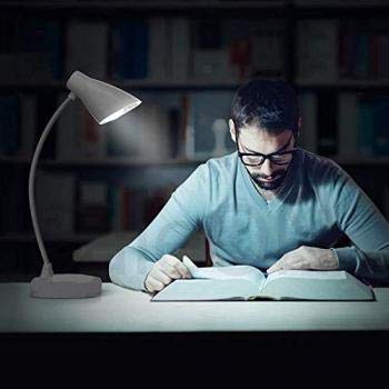 IDOLESHOP Flexible Round LED Stand Flexible Modern Touch Switch Rechargeable Table Eye Care Reading Study Bed Side Study Desk Lamp (White) - Image 5