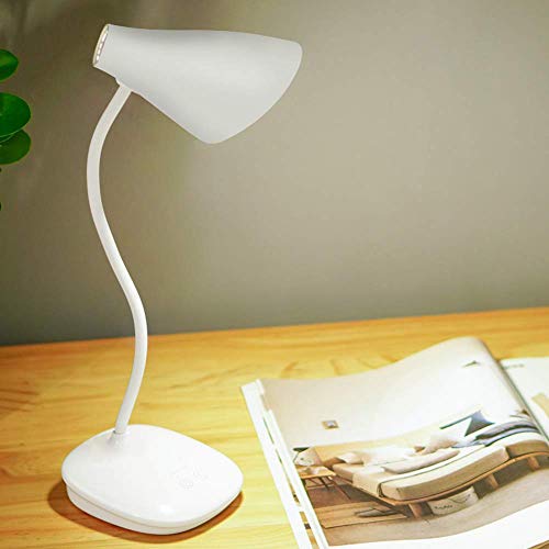 IDOLESHOP Flexible Round LED Stand Flexible Modern Touch Switch Rechargeable Table Eye Care Reading Study Bed Side Study Desk Lamp (White) - Image 1