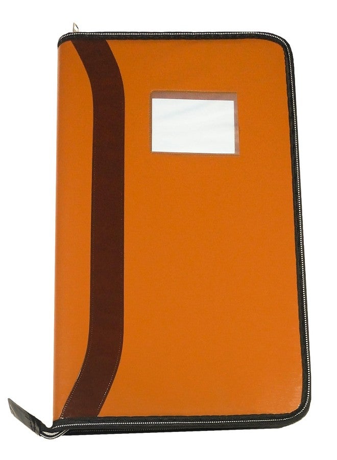 Shining Zon PU Leather Multipurpose 10Leaf File Sleeve to Store A4 FS Professional Files Folders for Certificate Legal Size Documents Holder for Home, Office, School (10 Sleeve-1PCS Orange) - Image 1