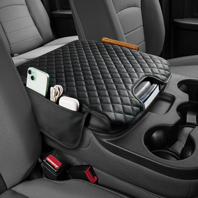 JOYTUTUS Center Console Cover Compatible with 20132018 Ram 1500 20132026 Ram 250035001500 Classic Model Jump Seat Leather Arm Rest Armrest Cover for Car Middle Console Cover Lid with 2 Pocket - Image 2