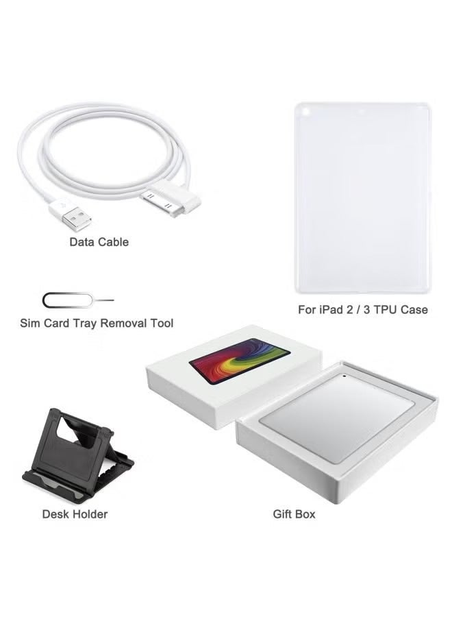 PROMASS Case Cover [HK Warehouse] For iPad 2 / 3 TPU Case + Desk Holder + Data Cable + Sim Card Tray Removal Tool Accessories + Gift Box Set