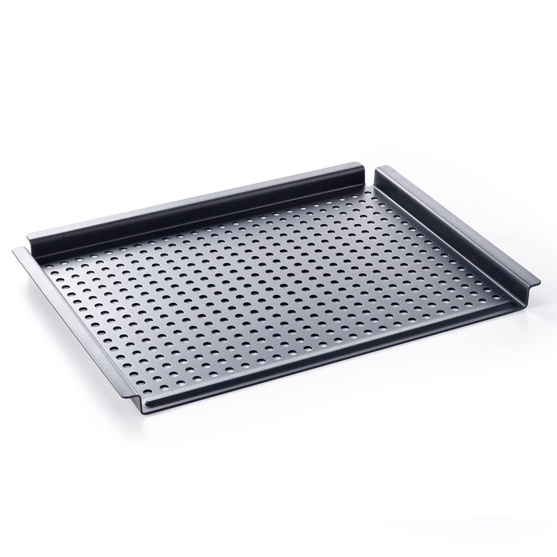 BK PreSeasoned Carbon Steel 17 BBQ Grill Tray with Holes for Grilling Induction Oven Safe Black