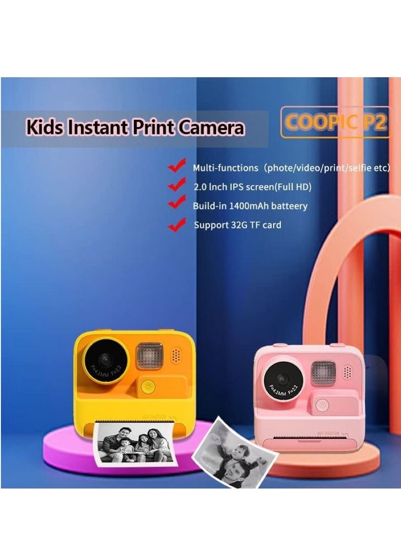 Coopic Kids Instant Print Photo Videos Digital Camera Yellow 1080P Full-HD with Color Pens Thermal Print Papers Stickers Lanyard and 32GB Micro SD Slot Not Included - Image 5