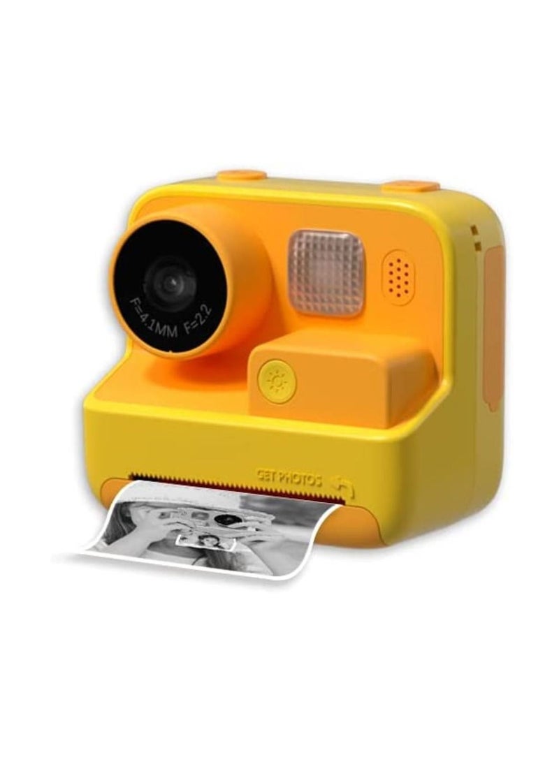 Coopic Kids Instant Print Photo Videos Digital Camera Yellow 1080P Full-HD with Color Pens Thermal Print Papers Stickers Lanyard and 32GB Micro SD Slot Not Included - Image 1