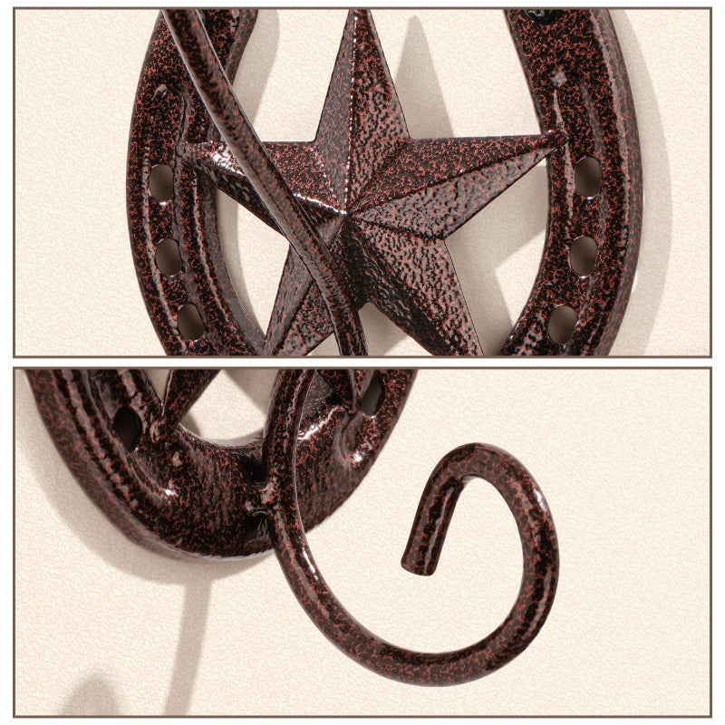 HYDERMUS Cowboy Hat Rack for Wall Rustic Metal Cowboy Hat Holder 2 Pack Hat Hanger Western Wall Decor Horseshoe Hooks Storage Display Closet Bedroom Living Room Western Gift Antique Bronze - Image 3