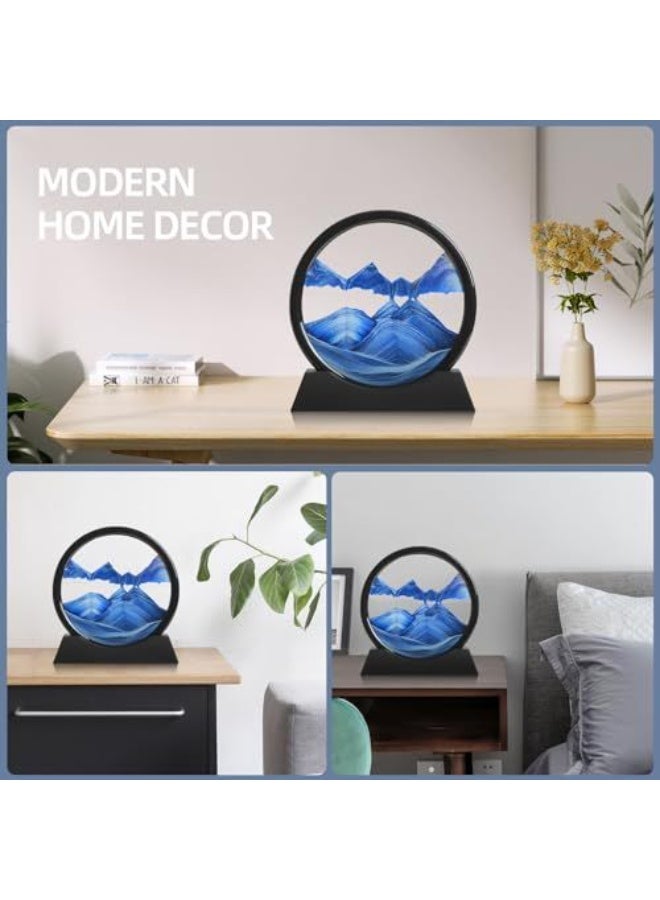 3D Quicksand Art Painting Hourglass - Relaxing Deep Sea Sandscape with Black Frame & Blue Sand, Decompression Desktop Decor for Home & Office, Luxury Glass Art Ornament. - Image 5