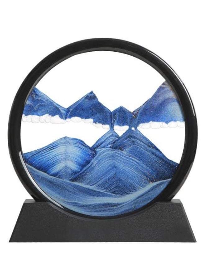 3D Quicksand Art Painting Hourglass - Relaxing Deep Sea Sandscape with Black Frame & Blue Sand, Decompression Desktop Decor for Home & Office, Luxury Glass Art Ornament. - Image 3