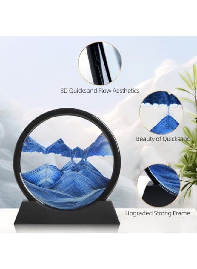 3D Quicksand Art Painting Hourglass - Relaxing Deep Sea Sandscape with Black Frame & Blue Sand, Decompression Desktop Decor for Home & Office, Luxury Glass Art Ornament. - Image 4