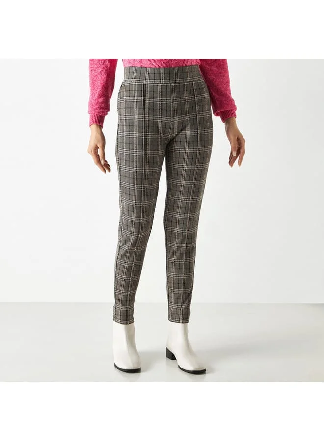 2Xtremz Checked Jacquard Treggings with Elasticised Waistband