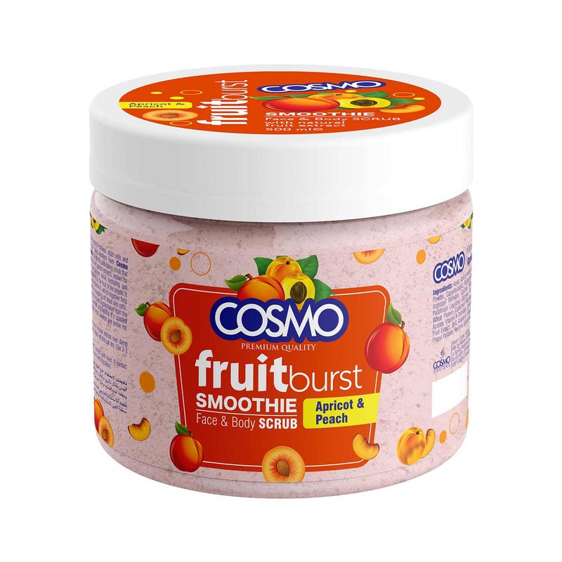 COSMO Fruitburst Apricot & Peach Face & Body Scrub – Exfoliating Natural Scrub with Apricot Seeds and Peach Extract, Deep Cleansing & Moisturizing Formula for Smooth, Glowing Skin – Gentle for All Skin Types, 500ml - Image 1