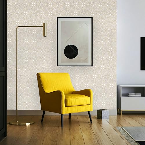 HOMEMATES Self-Adhesive Wallpaper Waterproof Old Furniture Vinyl Stickers Wooden Door Wardrobe Desktop PVC Wall Papers 45 X 304 CM- (Golden Flowers) - Image 3