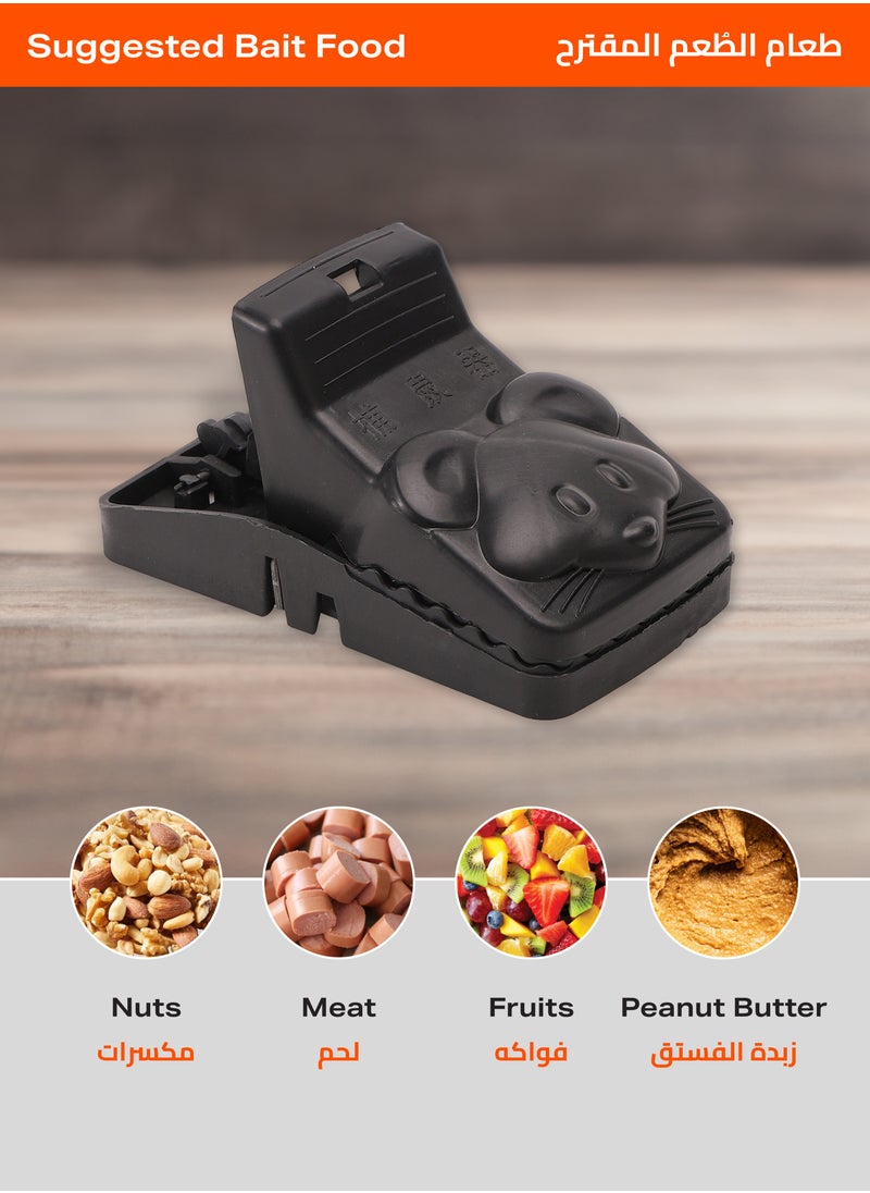 Mouse and Rat Trap -6 Piece, Black, Mousy Shape- Durable Reusable Quick Action Bait Snap Trap Efficient Rodent Control Mouse Catching Device -Ideal for Indoor Use in Homes Kitchens and Garages