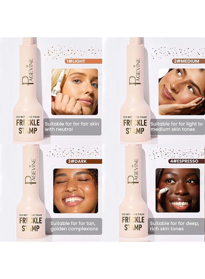 PAGE VINE Freckle Stamp Pen – Waterproof Fake Freckles Makeup Tool, Natural-Looking Freckle Maker & Spray with Multi-Prong Precision Stamp Head, Long-Lasting Sunkissed Makeup (1# Light) - Image 5