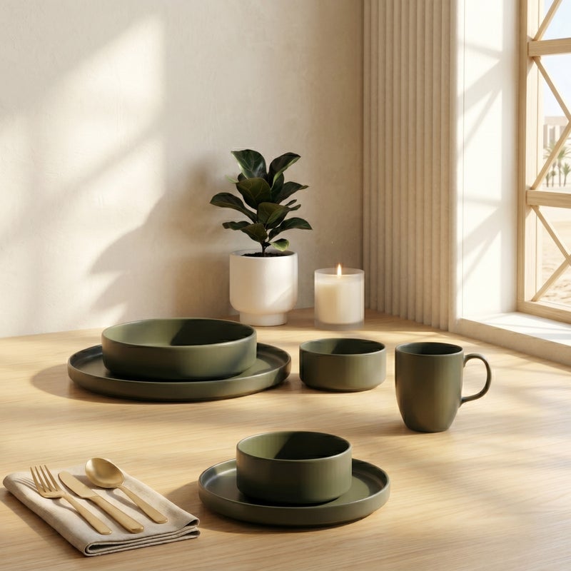 24 Pieces Set Olive Elegance Matte Dinner