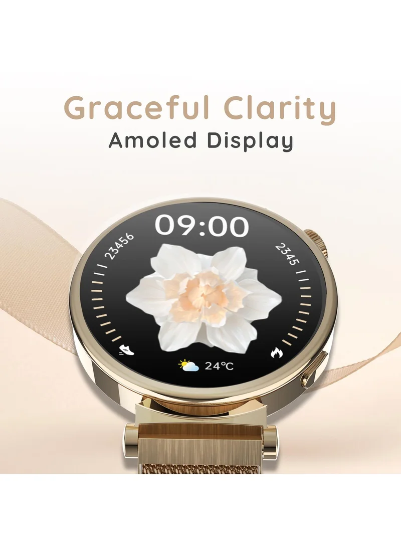 Pebble Vama 1.32" Smartwatch for Women, AMOLED Display, Bluetooth Calling, Always On, Female Health & SpO2 Monitoring, DIY Watch Faces, Stress Monitor, Alarm & Notifications
