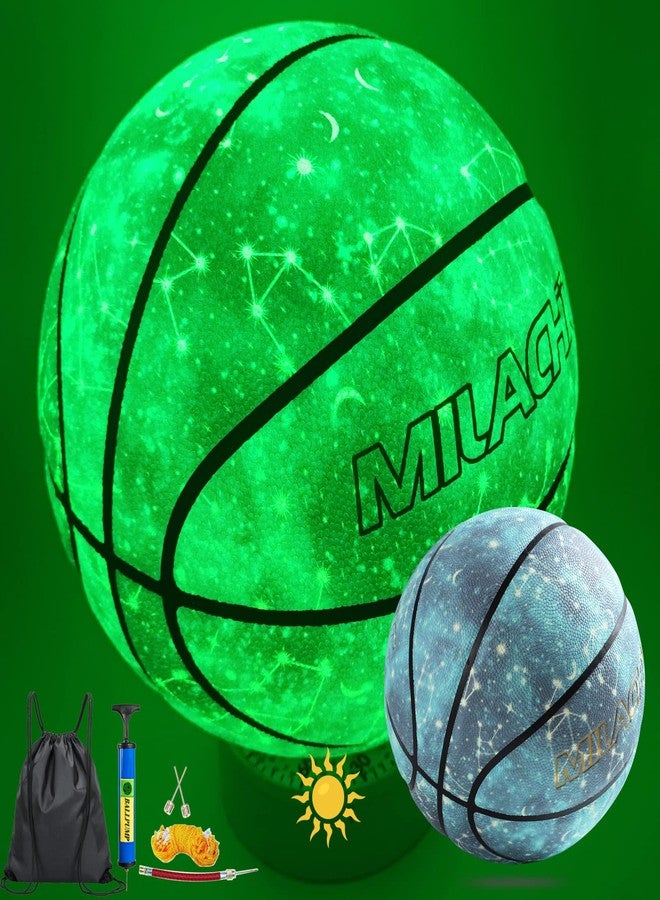 MILACHIC Glow in The Dark Basketball Size 6/28.5", Constellation Leather Luminous Glowing Basketball Gift for Teens, Youth, Men, Women Indoor-Outdoor Training - Image 1