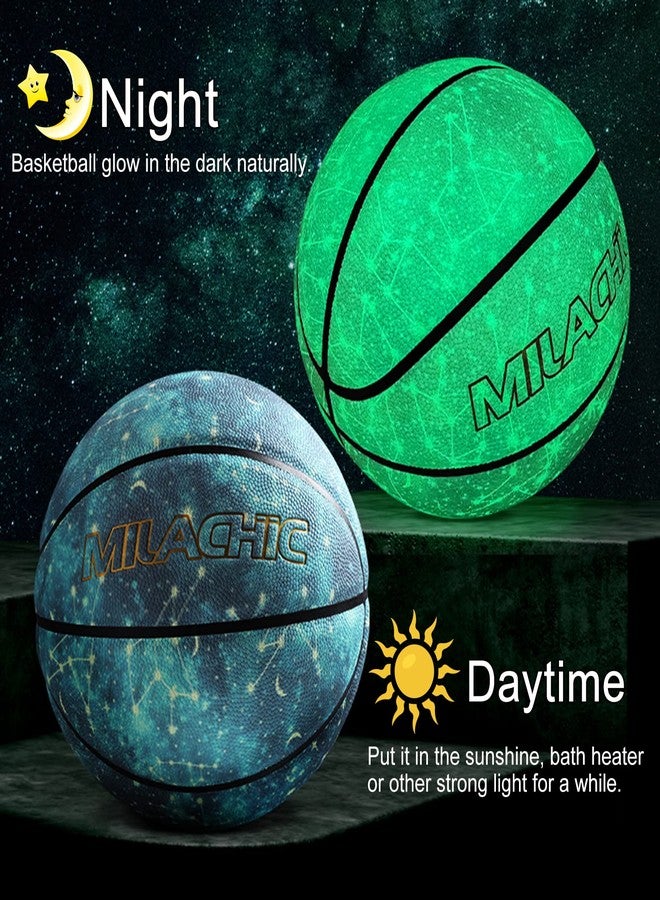 MILACHIC Glow in The Dark Basketball Size 6/28.5", Constellation Leather Luminous Glowing Basketball Gift for Teens, Youth, Men, Women Indoor-Outdoor Training - Image 3