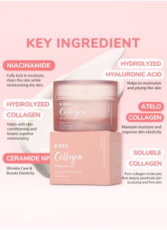 KOEC Collagen Cream - Hydrating & Firming Moisturizer with Hyaluronic Acid, Premium Elastin, Shea Butter - Wrinkle Care & Boosts Elasticity,50ml  - Image 3