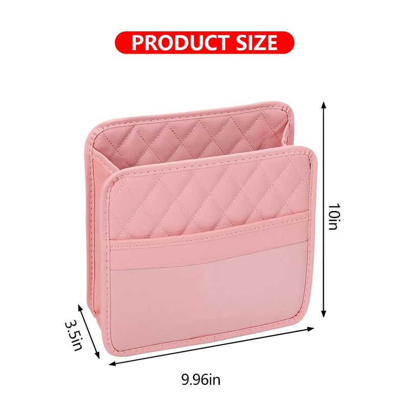 Mandark Car Seat Back Organizer, PU Leather Vehicle Backseat Hanging Storage Pocket, Multipurpose Auto Travel Essentials Accessories for Kids & Adults, Universal for Most Cars (Pink) - Image 2