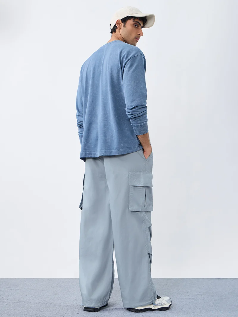 The Souled Store  Essential Drop: Parachute Men and Boys Drawstring Waist Solid Cotton Loose Fit Lightweight Adjustable Hem Utility Cargo Pants  | Best Price UAE