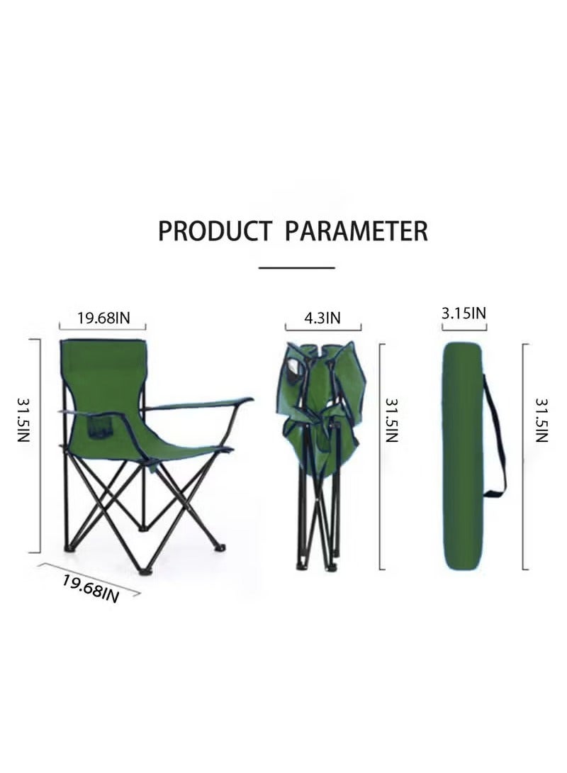 CIMIA Camping Chair,Portable Folding Outdoor Chair with Carrying Bag,80*50*50cm,Army green  - Image 3