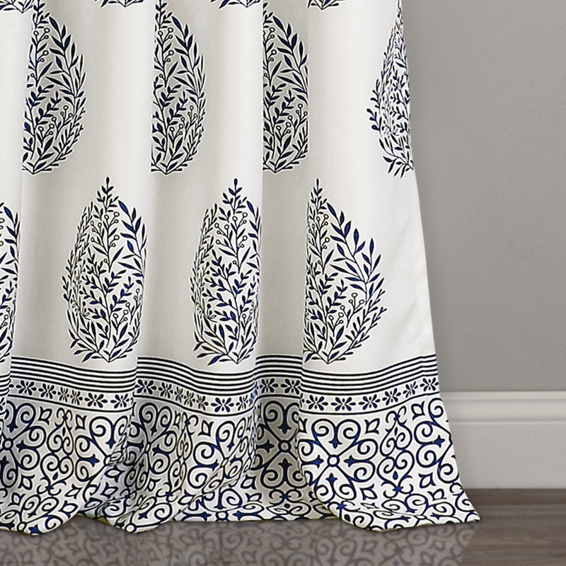 Lush Decor Teardrop Leaf Curtains Light Filtering Window Panel Set for Living, Dining, Bedroom (Pair), 84â€ x 52â€, Navy - Image 4