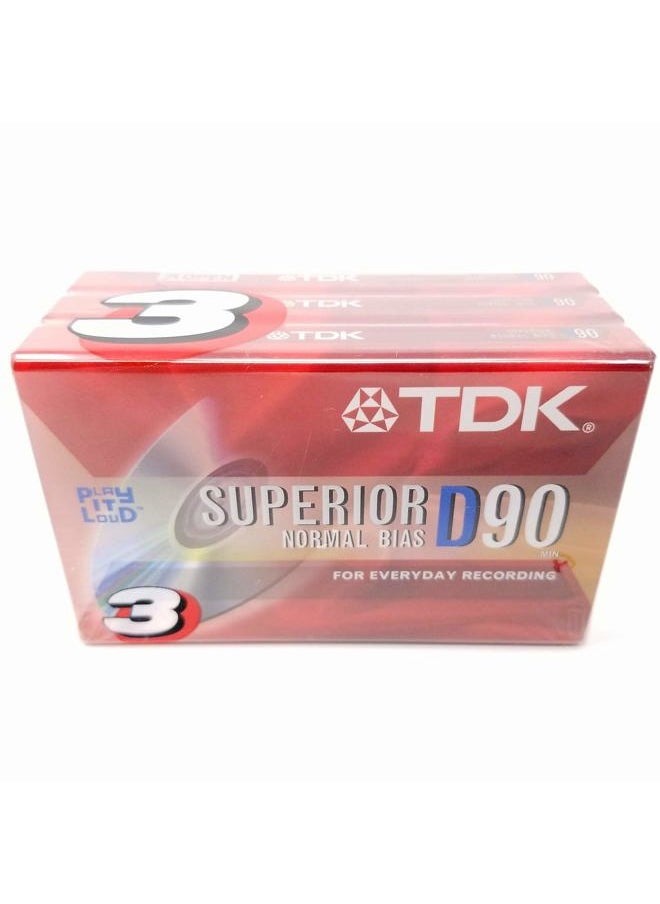 TDK - D90 High Output 90 Minute IECI/Type I Cassette Tapes, Set of (3) - Image 1