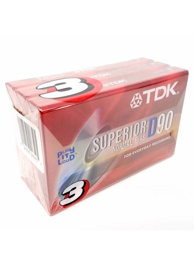TDK - D90 High Output 90 Minute IECI/Type I Cassette Tapes, Set of (3) - Image 1