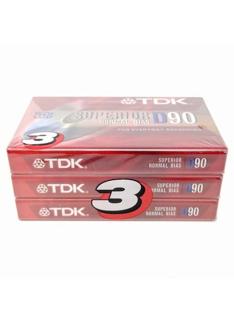 D90 High Output 90 Minute IECI/Type I Cassette Tapes, Set of (3)