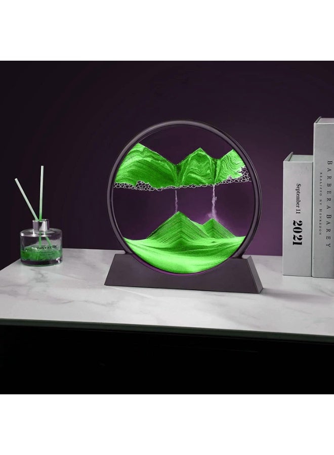 الساعة الرملية  - صورة فن الرمال المتحركة للمناظر الرملية زجاج دائري ثلاثي الأبعاد في أعماق البحار للكبار والصغار ألعاب فنية كبيرة لسطح المكتب - برواز زجاجي بإطار دائري لصورة بتصميم فني ثلاثي الأبعاد للرمال المتحركة وبحرعميق للاسترخاء وتزيين المنزل ومكتب العمل - لوحة رمل متدفقة - زجاج دائري ثلاثي الأبعاد في أعماق البحار - إطار رمل متدفق - ديكورات سطح المكتب والمنزل - Image 4