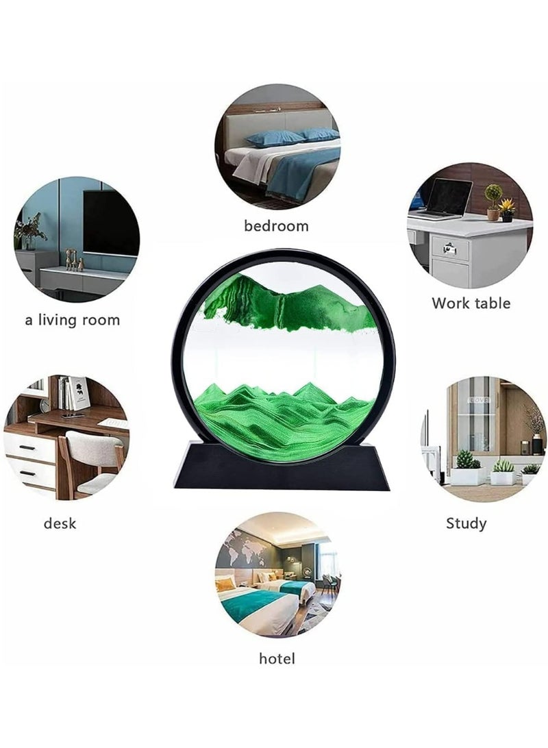 الساعة الرملية  - صورة فن الرمال المتحركة للمناظر الرملية زجاج دائري ثلاثي الأبعاد في أعماق البحار للكبار والصغار ألعاب فنية كبيرة لسطح المكتب - برواز زجاجي بإطار دائري لصورة بتصميم فني ثلاثي الأبعاد للرمال المتحركة وبحرعميق للاسترخاء وتزيين المنزل ومكتب العمل - لوحة رمل متدفقة - زجاج دائري ثلاثي الأبعاد في أعماق البحار - إطار رمل متدفق - ديكورات سطح المكتب والمنزل - Image 2