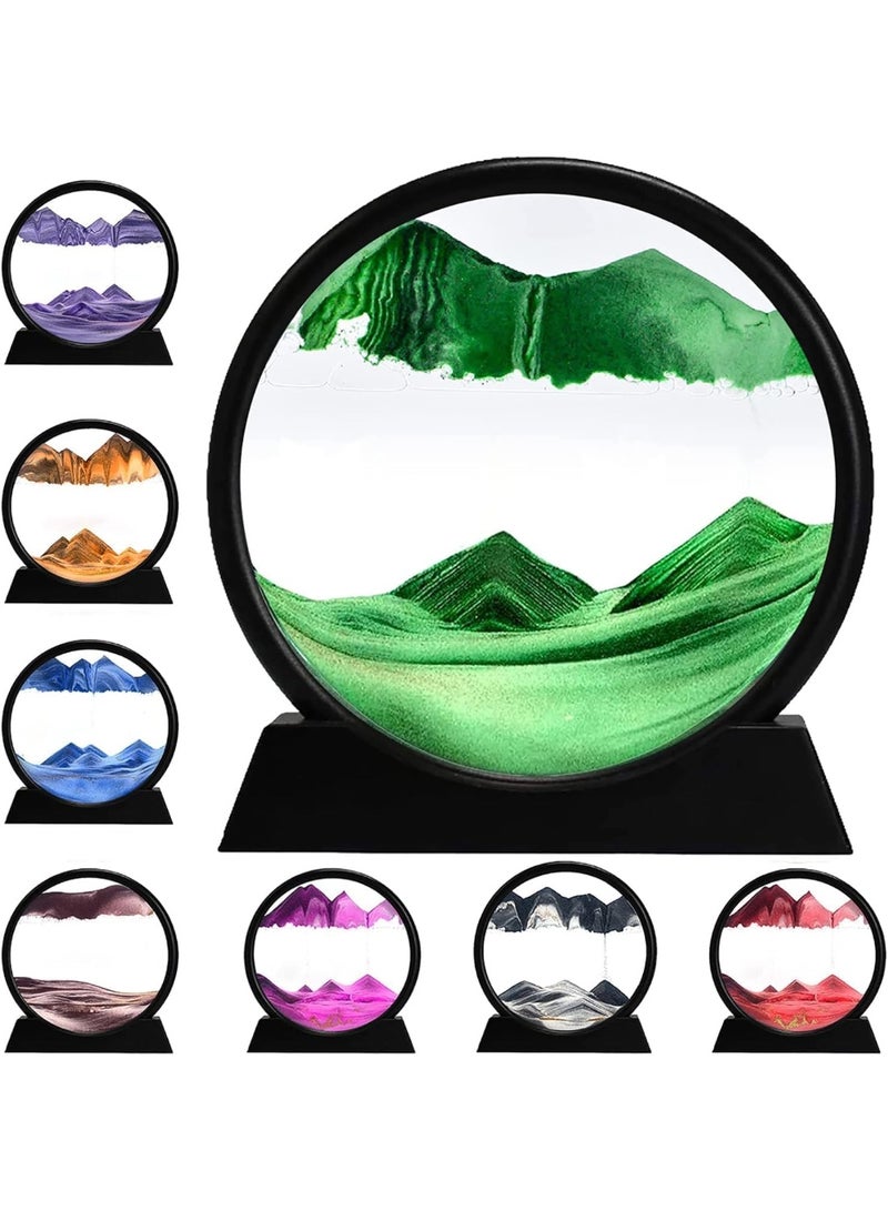 الساعة الرملية  - صورة فن الرمال المتحركة للمناظر الرملية زجاج دائري ثلاثي الأبعاد في أعماق البحار للكبار والصغار ألعاب فنية كبيرة لسطح المكتب - برواز زجاجي بإطار دائري لصورة بتصميم فني ثلاثي الأبعاد للرمال المتحركة وبحرعميق للاسترخاء وتزيين المنزل ومكتب العمل - لوحة رمل متدفقة - زجاج دائري ثلاثي الأبعاد في أعماق البحار - إطار رمل متدفق - ديكورات سطح المكتب والمنزل - Image 1