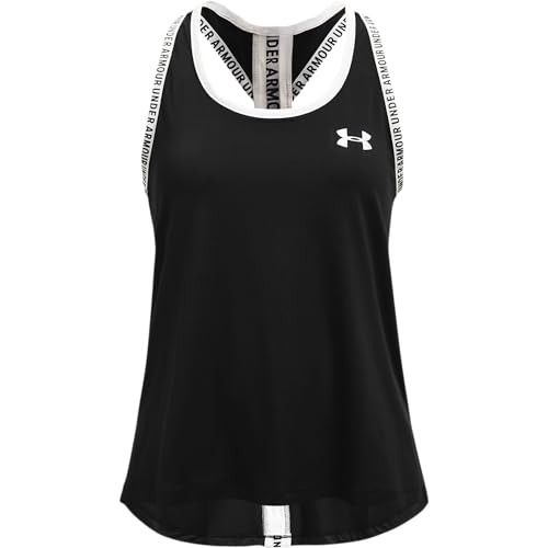 Under Armour girls Knockout Tank Top , Black (001)/White , Youth X-Large - Image 1