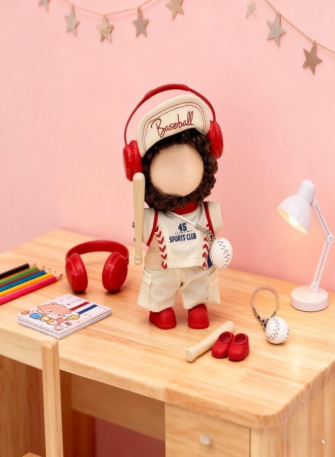 Pmuul 17cm/15cm Doll Clothes Suitable for Labubu: Stylish and Cute Baseball Outfit (Doll Not Included) Pants+Baseball Cap+Baseball Uniform+Headphones+Ball+bat+Shoes - Image 3