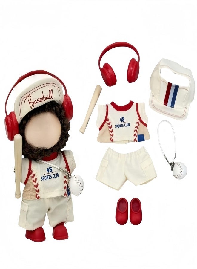 Pmuul 17cm/15cm Doll Clothes Suitable for Labubu: Stylish and Cute Baseball Outfit (Doll Not Included) Pants+Baseball Cap+Baseball Uniform+Headphones+Ball+bat+Shoes - Image 1
