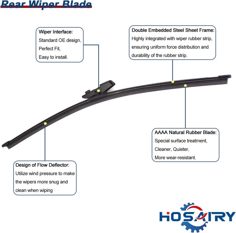 HOSAIRY Rear Wiper Arm Blade Set for Volkswagen Tiguan 2018-2021 - Image 4