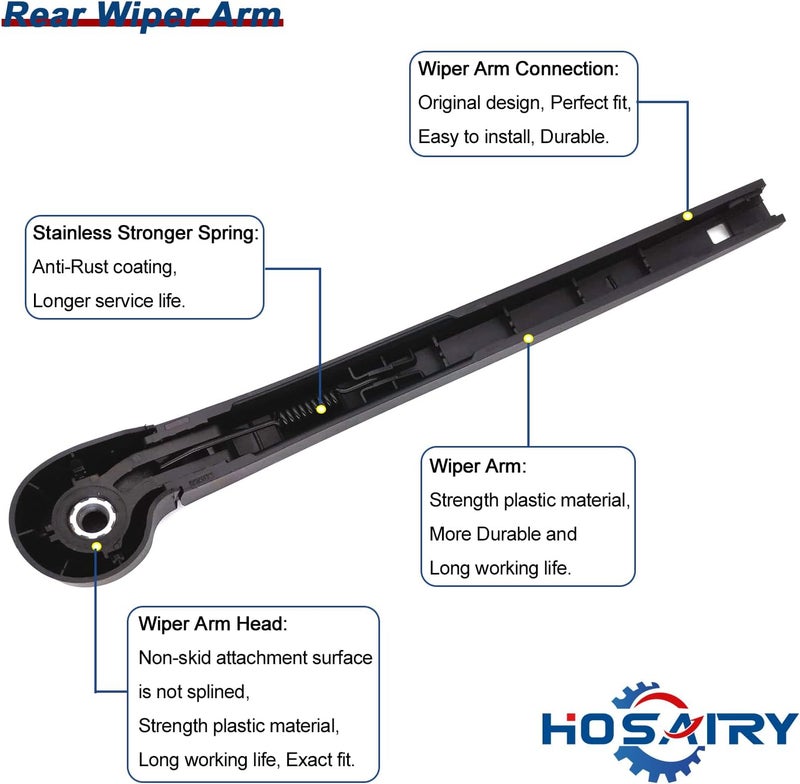 HOSAIRY Rear Wiper Arm Blade Set for Volkswagen Tiguan 2018-2021 - Image 3