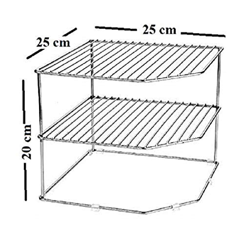 CR18 COLLECTION Multipurpose Stainless Steel 3-Tier Storage Rack for Corners, Multipurpose Stainless Steel Kitchen Plate Dish Corner Shelf Rack Stand Holder - Image 2