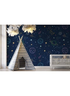 Home Gallery Space Pattern Kids Fabric Wallpaper Covers An Area ​​Up To 4.2Mx3M With Adhesive  And Smoothing Tool  - Image 3
